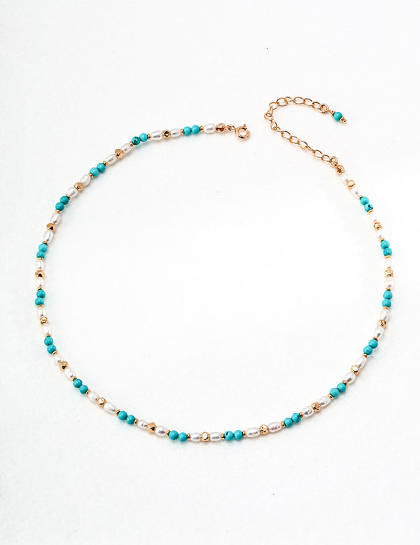 Azure Bliss Beaded Necklace with Turquoise