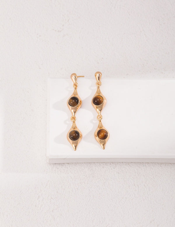 Golden Gaze Tiger’s Eye Drop Earrings