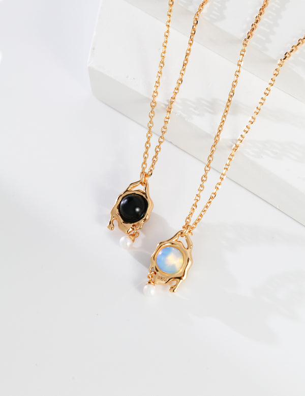 Opal and Black Onyx Double-Sided Necklace